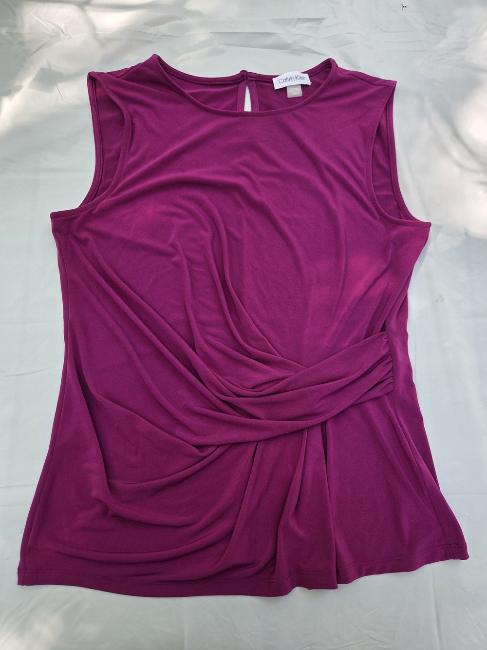 Calvin Klein Sleeveless Twist-Front Top in Magenta